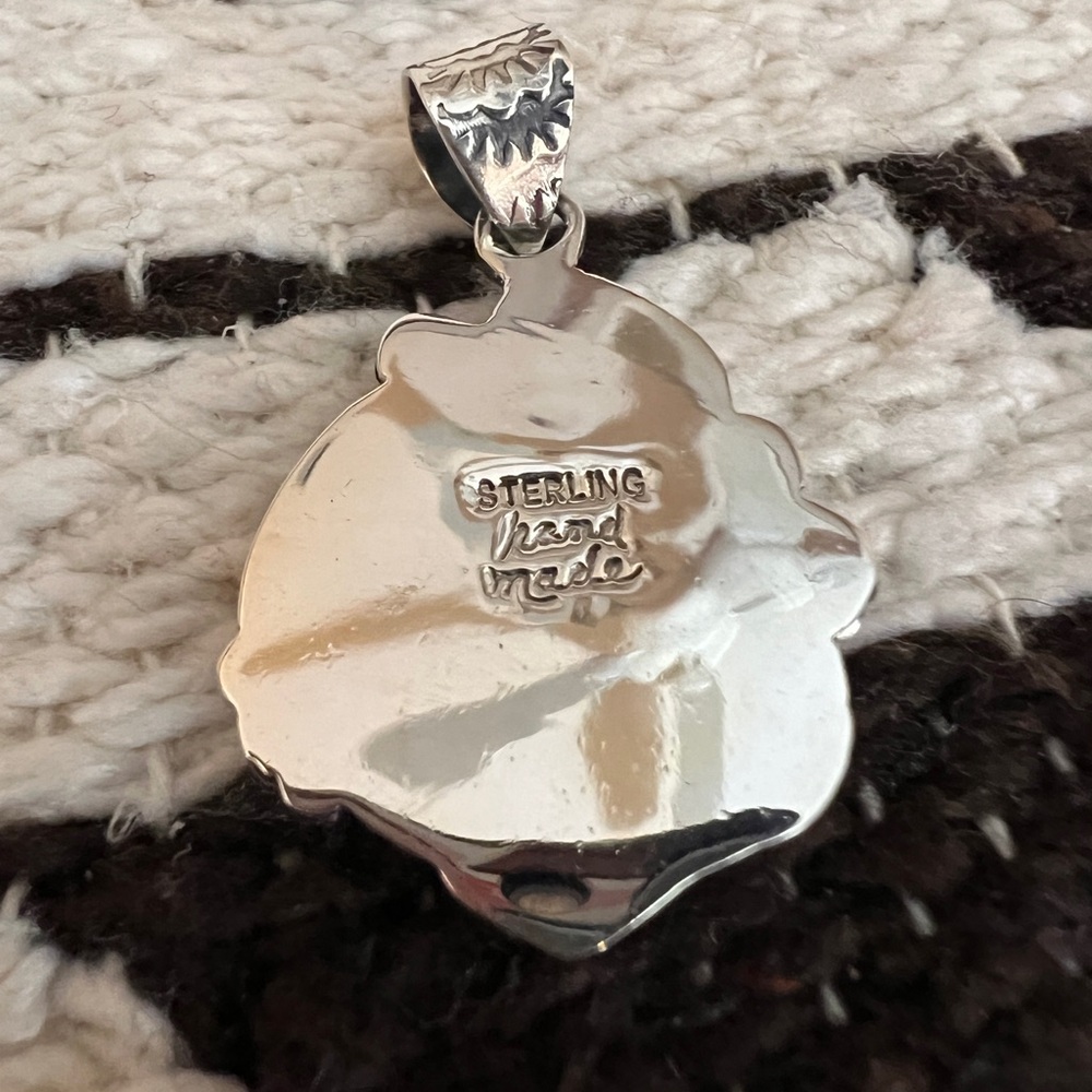 ❤️ Kingman Turquoise Navajo Sterling Silver Decorative Pendant 8.3 Gm / 1.73”L - Picture 10 of 15